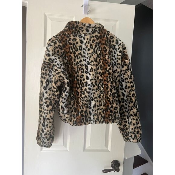 Forever 21 Faux Fur Jacket S Leopard Print Zip Up Teddy Sherpa Coat Animal Print - Picture 4 of 4